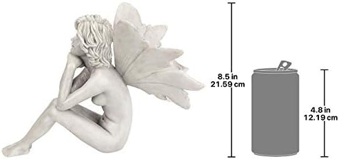 Design Toscano Pondering Secret Garden Fairy Woman Statue Figurine, 5 inches wide, 8 inches tall, Cast Stone Resin, Antique Stone Finish - Image 3
