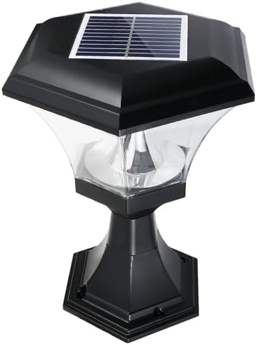 WOONEKY Solar Outdoor Pillar Light Waterproof Dusk to Dawn Black by WOONEKY