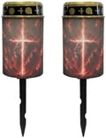 Poceacles Solar Lights Outdoor Grave Candle for Cemetery Decoration Solar Outdoor Lights for Garden Lawn Backyard Pathway Decor, Lion Cross Cloud Print Red, 2 Piece Set by Poceacles