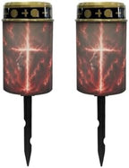 Poceacles Solar Lights Outdoor Grave Candle for Cemetery Decoration Solar Outdoor Lights for Garden Lawn Backyard Pathway Decor, Lion Cross Cloud Print Red, 2 Piece Set by Poceacles