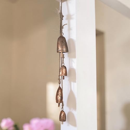 Handmade Rustic Vintage Farmhouse Decorative Bells, Hanging Witches Bells for Protection, Cow Bell Wind Chime for Outdoor, Door Knob Bell Door for Opening, Witchcraft Christmas Wreaths Ornament - Image 5