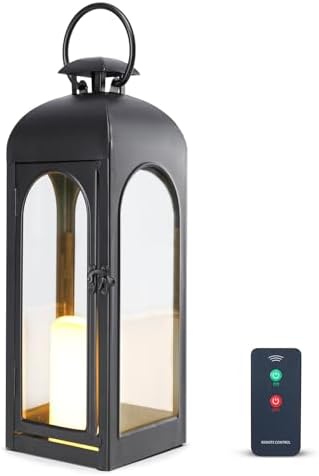 Bdor Decorative Outdoor Lantern Candle,Black Lantern Remote,20 Inch,1 Pack by Bdor