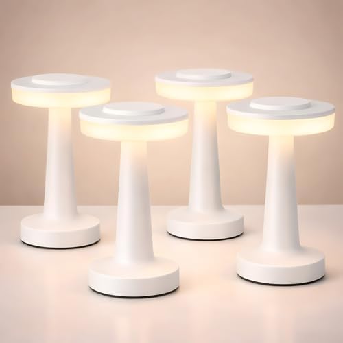 Riakrum 4 Pcs LED Cordless Table Lamp Bulk Rechargeable,White by Riakrum