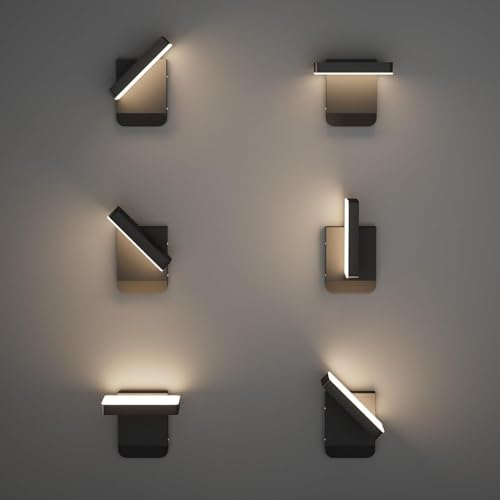 Modern Outdoor LED Wall Light 350° Rotatable, Black, 1 Pack - Image 4