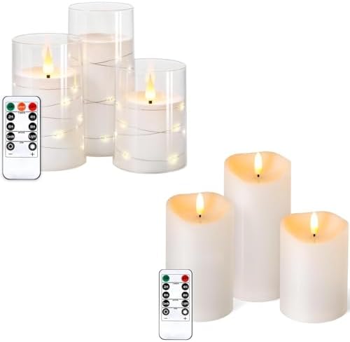 NURADA Flameless Candles with Remote Timer - Realistic Flickering LED Pillar Electric Battery Operated Fake Candle for Holiday Home Wedding Fireplace Decor - 6 Pack White by NURADA