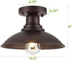 GOLDHILL 10.5" Oil Rubbed Bronze Semi Flush Mount Ceiling Light, Rust-Resistant Powder Coated Metal Barn Fixture for Kitchen, Covered Porch & Patio, Damp Rated - Image 6