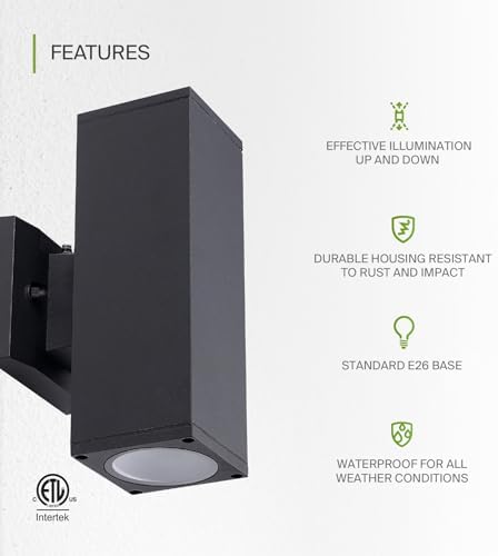 ASD 2 Light Dusk to Dawn Cylinder Outdoor Sconce Lights, E26 Base - Image 3