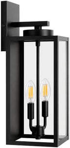 BesLowe 18” Large Outdoor Wall Light, 2-Light Exterior Porch Sconce, Black by BringYourBrightFuture