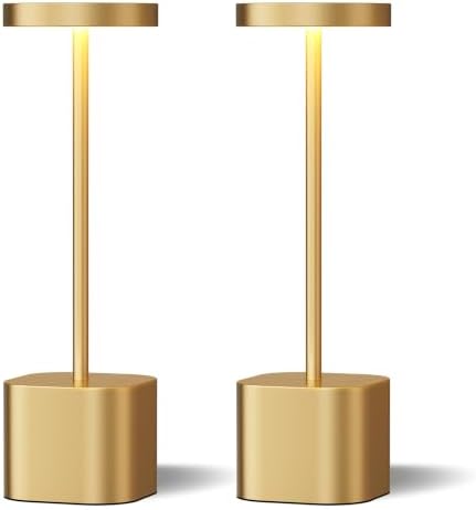 Cordless Rechargeable Table Lamp, 4000mAh Battery Operated, Light Gold, 2 by KakanuoLightings