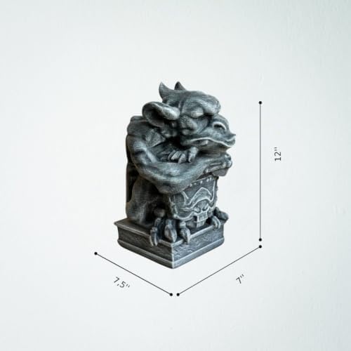OLOMA Gothic Gargoyle Concrete Garden Statue Outdoor Fantasy Cement Sculpture Decorative Beat Lawn Ornament Handcrafted Stone Mythical Creature Medieval Fantasy Halloween Garden Decor - Image 2