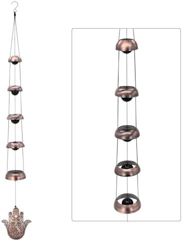 Copper Hand of God Temple Wind Chime for Porch, Patio, Garden Décor by Astarin