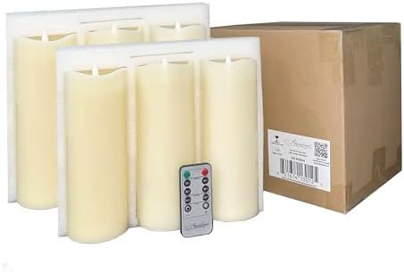 Stonebriar LED Pillar Candles — Remote & Timer, Real Wax Flameless Candles for Home Décor, Weddings & Events, Pack of 6, Ivory, 3" x 8" - Image 4