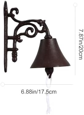 Homoyoyo Vintage Rustic Cast Iron Door Bell Crank Handle, Hanging Wall Mounted Shaking Bell for Garden and Porch Decoration, Retro Style Decorative Home Accent - Image 2