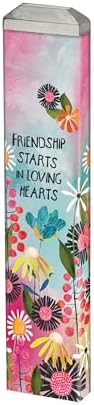 Studio M Art Pole 13 Inch Weather Resistant PVC with Vinyl Wrap Outdoor Decorative Accessory for Landscaping Gardens and Yards Pink Blue and Yellow Friendship Starts in Loving Hearts by StudioM