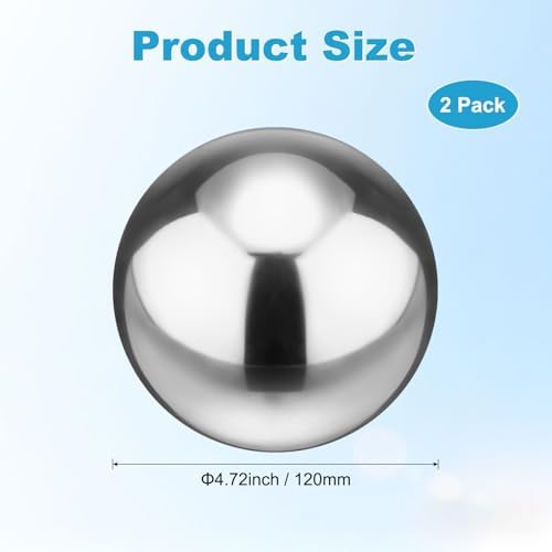 M METERXITY 2-Pack Garden Gazing Globes Ball 4.7 Inch 201 Stainless Steel Hollow Mirror Reflective Floating Ball for Garden/Pond/Home/Yard Outdoor Decoration [Silver] - Image 3