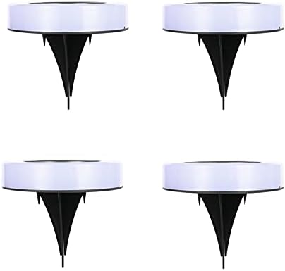 Solar Ground Lights Outdoor 8 LED Solar Powered Disk Lights Round Shape Outdoor in-Ground Lights Outdoor Landscape Lighting for Yard Patio Deck Driveway Walkway Pathway,Frosted Cover (Warm White) by KJingKeLai