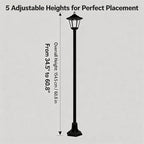 2 Pack Outdoor Solar Lamp Post Light, Adjustable Height 34.5-60.8 in, Black - Image 7