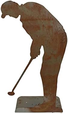Hobby and Leisure Style Rustic or Powder Coated Metal Garden Stake or Stand (XL Golfer Stand 34" Tall, Naturally Rusted) by Handmade