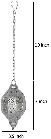 Lal Haveli Silver Color Hanging Moroccan Candle Lantern Holders Set of 3 Pcs - Image 3