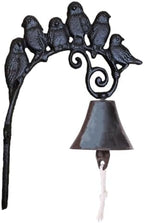 Vintage Cast Iron Wall Mounted Bell with Bird Chime, Black Antique Dinner Doorbell for Outdoor Porch and Indoor Home Décor by Unknown