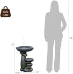 Solar Water Fountain for Bird Bath, Solar Powered Freestanding Water Feature with LED Lights, Multi-Tier Stacked Stone Bird Feeder & Planter for Yard, Porch and Outside Decor - Image 3