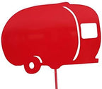 Hobby and Leisure Style Rustic or Powder Coated Metal Garden Stake or Stand (Medium RV Teardrop Camper 23" Tall Including Stake, Red) by Handmade