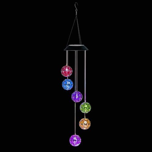 Alpine Corporation RGG648SLR 29" Tall Solar Hanging Gem Sphere Mobile with LED Light, Statement Décor for Lawn & Garden - Image 5