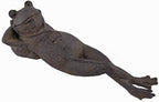 Bellaa Sleeping Frog Garden Statue - 8" Brown Stone Finish Outdoor Decorative Frog Figurine for Yard, Patio, Lawn & Home Decor by Bellaa