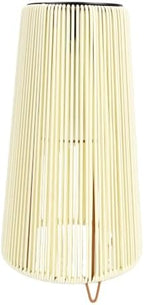 FTVOGUE Solar Lantern Outdoor Rattan Lantern Solar Wicker Decorative USB Charging 1200mAh IP44 Metal Rattan Cutout Pattern for Patio Garden Yard Table (Trapezoid White) - Image 2