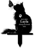 Custom Longhair Cat Memorial Stake, Always Be Loved Cat with Butterfly Grave Marker, Personalized Pet Loss Gift Metal Garden Plaque (Cat With Butterfly) by Linktee