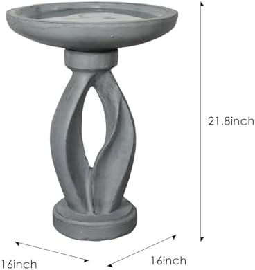 SKYFIRE 21.8" Tall Outdoor Bird Bath for Garden -Concrete Modern Freestanding Patio Birdbath, Decoration Yard Statue for Garden, Patio, Lawn -16”Dia X 21.8”H Contemporary Birdbaths with Pedestal - Image 4