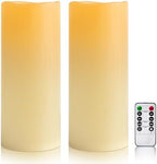 12" x 5" Ivory Large Waterproof Outdoor Flameless Candles Battery Operated LED Flickering Pillar Candles with Remote and Timer for Indoor Outdoor Lanterns, Long Lasting, Set of 2 by Yongmao