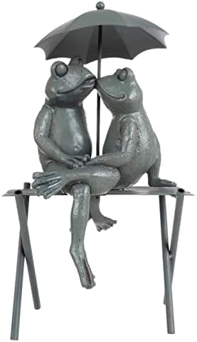 Pure Garden Resin Whimsical Frog Couple Statue, Bronze, 8" x 6.25" x 14.5" - Image 5