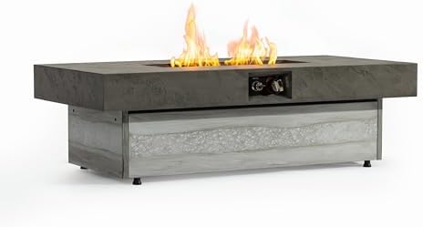Outdoor Fire Pit Table Propane Gas Fire pits Outdoor Fireplaces 47.2'' Rectangular Firepit Table, 50,000 BTU Fire Table for Patio Set, Two Options of Assembled Hight Grey. by Unknown