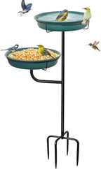 Freestanding Birdbaths Bowl Outdoor, Standing Garden Bird Bath Bird Feeder Bowl, Detachable Decoration Spa Birdfeeder for Garden Patio Yard Lawn (Green 2) by YALINKA