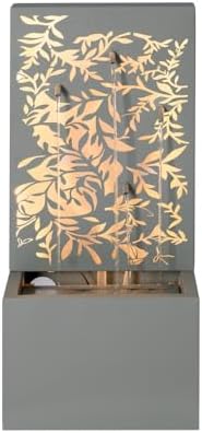 30.71" H Light Gray Metal Leaf Cutout Outdoor Water Wall Fountain with LED Lights, Waterfall Feature for Patio Garden Backyard Decor - Image 4
