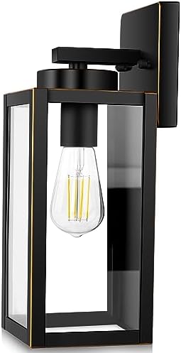 BesLowe Outdoor Wall Light, Modern Porch Sconce, Black with Gold Trim by BringYourBrightFuture