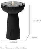 23.23" H Outdoor Water Fountain Made with Eco-Friendly Recyclable Materials, Polyethylene Bird Bath Bubbler Water Fountain Outdoor, Garden Decor with LED Light & Pump for Patio (Black) - Image 2