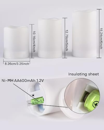 Homemory Solar Candles Outdoor Waterproof, Dusk to Dawn Sensor, 3"x4"5" 6" - Image 6