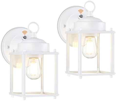 GRUENLICH Outdoor Wall Light Fixture, Clear Glass, White, 2 Pack by GRUENLICH