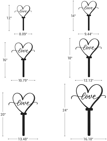 Love Heart Metal Garden Stake Decorative, Heart Shape with Script Design Silhouette Statues for Yard Art, Outside, Patio, Outdoor Decor, Garden Decorations, Lawn Ornaments - 24" Black - Image 6