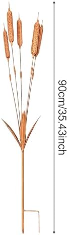 Rustic Metal Wheat Ear Rain Chimes for Outside, Decorative Garden Stakes & Yard Art, Whimsical Home Decor Wind Chime & Garden Sculptures & Statues for Flower Bed Decor 2pcs - Image 2