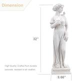 Outdoor Nymph Statues, 32Inch Garden Goddess Sculptures, Greek Mythology Roman Decor, Large Statues for Patio Yard Lawn Porch, Ivory (Nymph02-Ivory) - Image 6