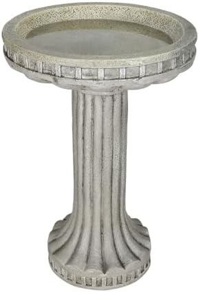 24 Inch Height Outdoor Bird Bath - Fibre Reinforced Concrete Large Bird Bath Stylish with Modern Pedestal for Garden, Patio, Backyard, Lawn - 16”W X 24”H Contemporary Birdbaths & Supports - Image 4