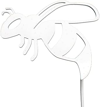 Bugs, Bees and Butterfly Garden Yard Stake Sign 20 to 33 Inches Tall (Bee Stake 22" Tall, White Speckled) by Handmade
