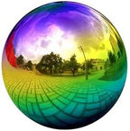 Outdoor Garden Gazing Mirror Ball: Gazing Ball, Stainless Steel Garden Mirror Globe, for Home Outdoor Pond Swimming Pool Decoration Gift, Hollow Floating Reflective Globe (Rainbow,8in) by RVKXHD