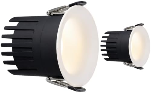 2 Pcs 3 Inch LED Recessed Light, 12W 4000K Full Spectrum CRI 98 Dimmable, 3.0 in Cutout Trimless Canless Lamp for Living Room Kitchen, Frameless Aluminum Recessed Ceiling Spotlight by Unknown