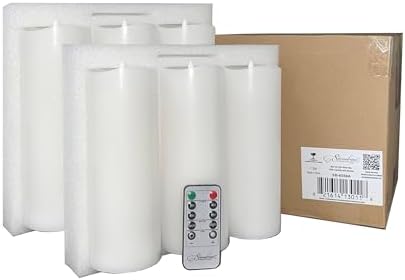 Stonebriar LED Pillar Candles — Remote & Timer, Real Wax Flameless Candles for Home Décor, Weddings & Events, Pack of 6, White, 3" x 8" - Image 4