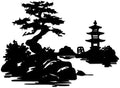 Zen Garden Pagoda Metal Wall Art WallArt Decor Metal Outdoor Decor Metal Signs Minimalist Contemporary Artwork Elegant Home Decoration for Living Room Office (Black,20 Inches) by Unknown