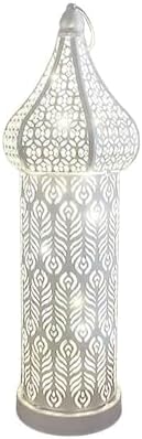 Moroccan Style Vintage Lantern Metal Decorative Table Lamp 13.78" Tall Moroccan Lantern Decorative Candle Holder Lamp for Ramadan Decor Home Living Room Bedroom Garden Yard Weddings Parties 03 by Ykybhx